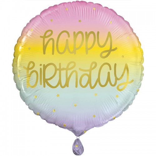 Balão Redondo Ombre Happy Birthday